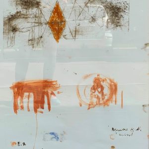 Compositie met vlakken, dier en zittende figuur